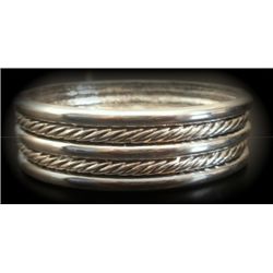 SILVER TONE ROPE BANGLE BRACELET