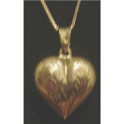 VTG STERLING SILVER NECKLACE W PUFFY HEART PENDANT