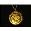 Image 1 : VTG 1960'S 24"  PENDANT NECKLACE. DAMASCENE 24K GOLD LEAF INLAY ON BASE METAL