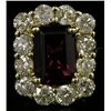 Image 1 : An 18K Yellow Gold Rubelite and Diamond Ring