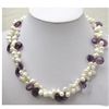 Image 1 : Gorgeous two row white Freshwater pearl and Amethyst N