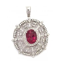 An 18 Karat White Gold Pink Tourmaline and Diamond Pen