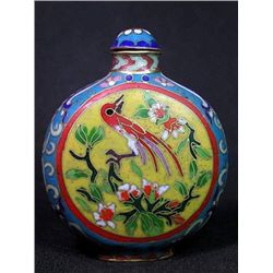 Flower & Bird Pattern Cloisonne Snuff Bottle