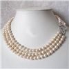 Image 2 : FORMAL Three Row White Freshwater Pearl Necklace