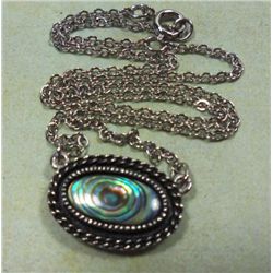 Vintage SARAH COVENTRY Silver Abalone Pendant Necklace