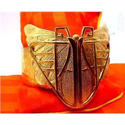 Vintage Art Nouveau Brass Womens Cuff / Bangle Scarab B