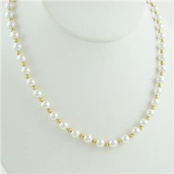 Lovely 14KT White Faux Pearl Bride Necklace with Beads