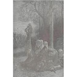 ORIGINAL Antique PRINT scene- PRAYING FOR THE SUCCESS