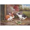 Image 1 : 5 x 7 Oil on Board ~Bunnies at Play~ Signed C.Granet