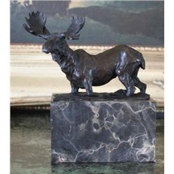 Fine Moose Bronze Sculpture After L. Carvin