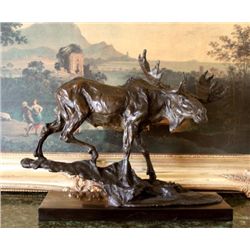 Massive Bronze Sculpture Moose
