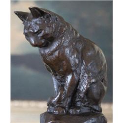 Splendid Cat Bronze Sculpture After Barye