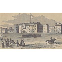 ORIGINAL Antique PRINT scene Military Academy The Cita