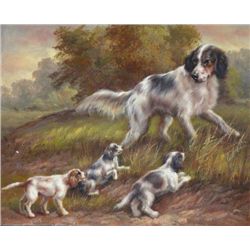8 X 10 Oil on Board ~Puppies at Play~