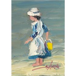 5 x 7 Oil on Board ~Abstract Beach Scene~