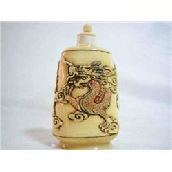 MWF1452 Handcarved ox bone snuff bottle