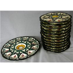 Unusual Thirteen Piece Majolica Oyster Set