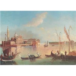 MWF1383E 5x7 Oil on Board Depiciting Venice Gondola Sc