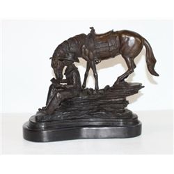 Attractive Bronze Sculpture Cowboy and Horse