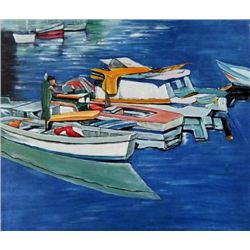 ~Caribbean Blue~ Painted on Gesso over wooden plank.