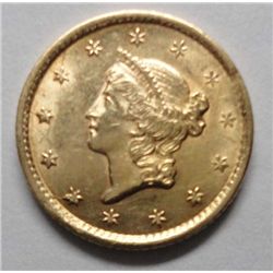 1852 $1 Gold T1 Ch AU58/BU