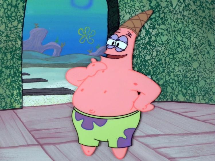 Orig SpongeBob Animation Cel, Background Patrick Leaves