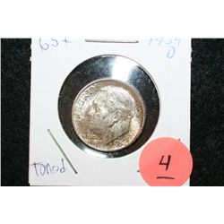 1954-D Roosevelt Dime, Toned