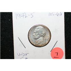 1942-S Jefferson Nickel, Wartime, MS63