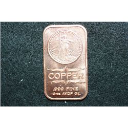 2012 Copper Ingot, .999 Fine 1 Oz.
