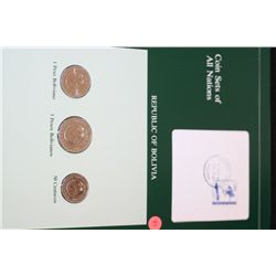 Republic of Bolivia; Coin Set of All Nations W/Stamp Dated 1985