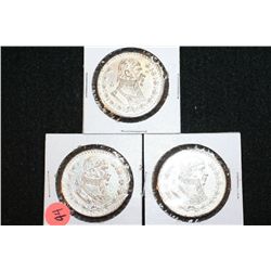 1962, 1963 & 1964 Mexico Un Peso Foreign Coin, Lot of 3