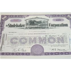 The Studebaker Corp. Stock Certificate Dated 1951