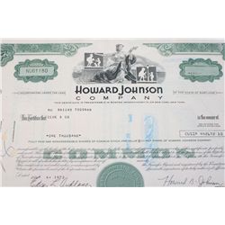Howard Johnson Co. Stock Certificate Dated 1973