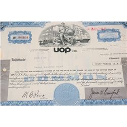 UOP Inc. Stock Certificate Dated 1976
