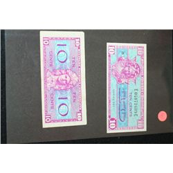 US Military Payment Certificate 10 cents, Lot of 2