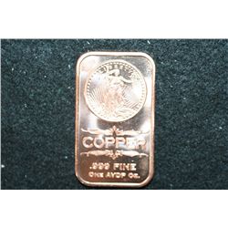 2012 Copper Ingot, .999 Fine 1 Oz.