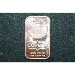 2012 Copper Ingot, .999 Fine 1 Oz.