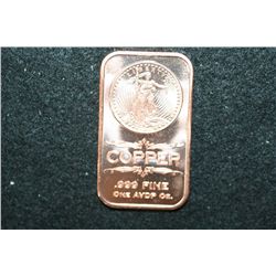 2012 Copper Ingot, .999 Fine 1 Oz.