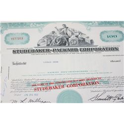 Studebaker-Packard Corp. Stock Certificate Dated 1963