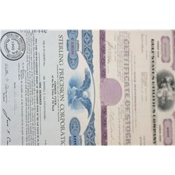 Gulf States Utilities Co. Stock Certificate Dated 1965 & Sterling Precision Corp. Stock Certificate 