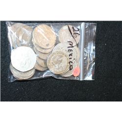 Mexico Foreign Coin, Various Dates, Conditions & Denominations, Lot of 26