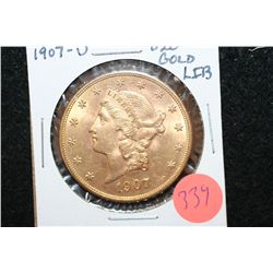 1907-D US Liberty $20 Gold Coin