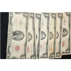 1953-A United States Note $2, Red Seal, Lot of 10