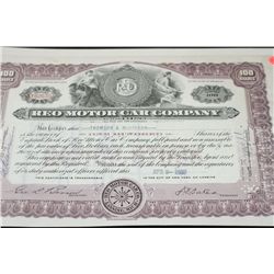 Reo Motor Car Co. Stock Certificate Dated 1937