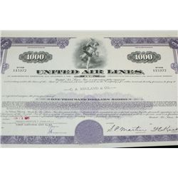 United Air Lines Inc. Stock Certificate Dated 1971