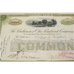 The Baltimore and Ohio Railroad Co. Stock Certificate Dated 1929