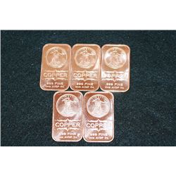 2012 Copper Ingot, .999 Fine 1 Oz., Lot of 5