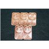 Image 1 : 2012 Copper Ingot, .999 Fine 1 Oz., Lot of 5