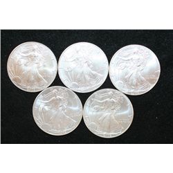 2002 Silver Eagle $1, Lot of 5