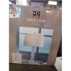 New in Box Ice Glass Table Lamp